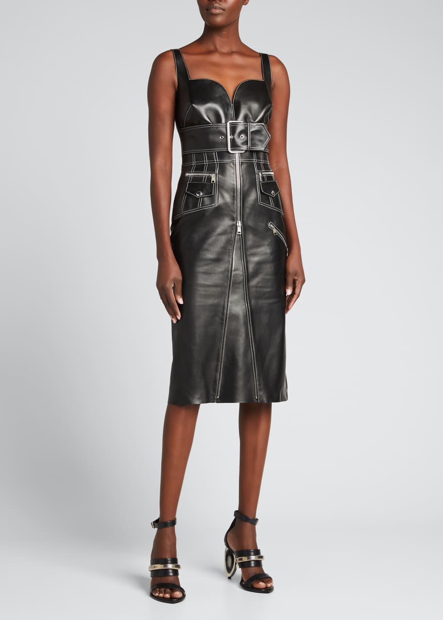 Alexander mcqueen leather dress store
