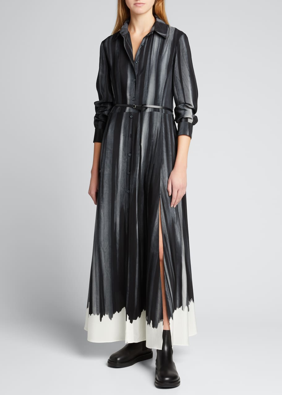 Image 1 of 1: Striped Silk Midi Dress