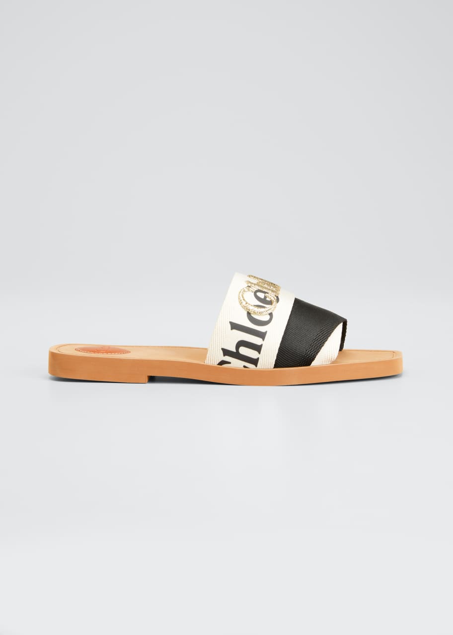 Image 1 of 1: Woody Logo Flat Slide Sandals