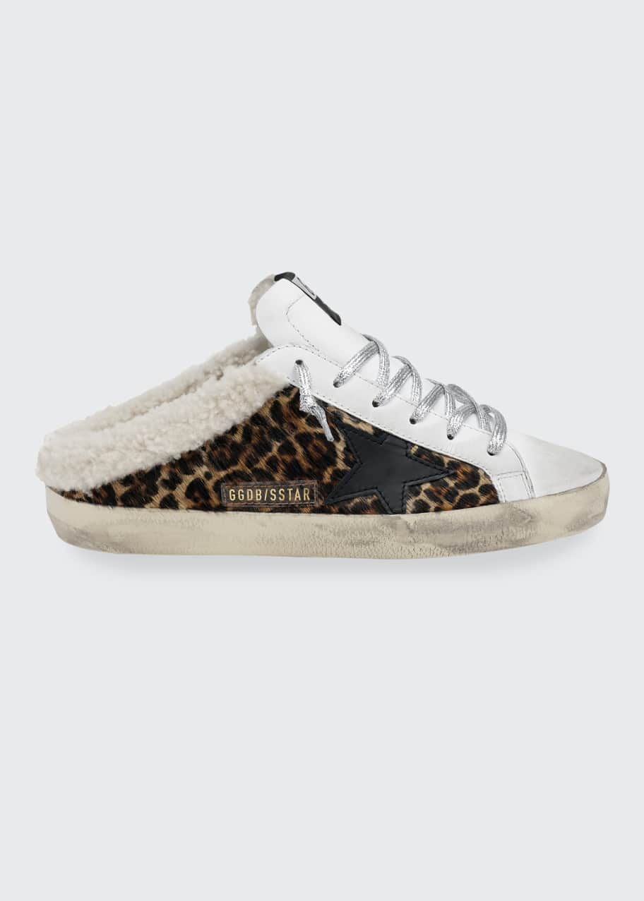 Leopard-Print Fur Slide Sneakers