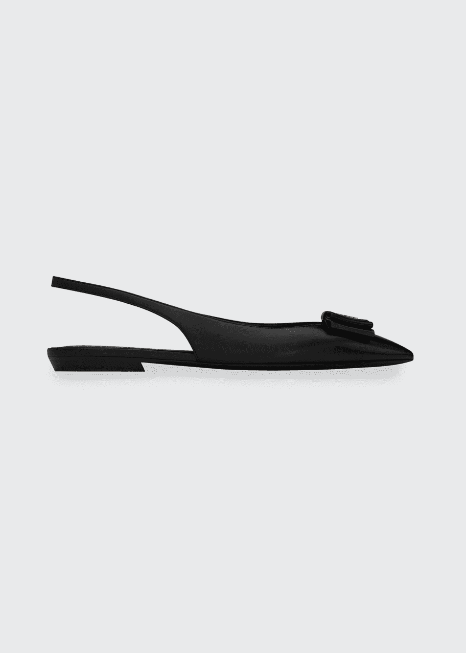 Saint Laurent Anais YSL Bow Slingback Flats - Bergdorf Goodman