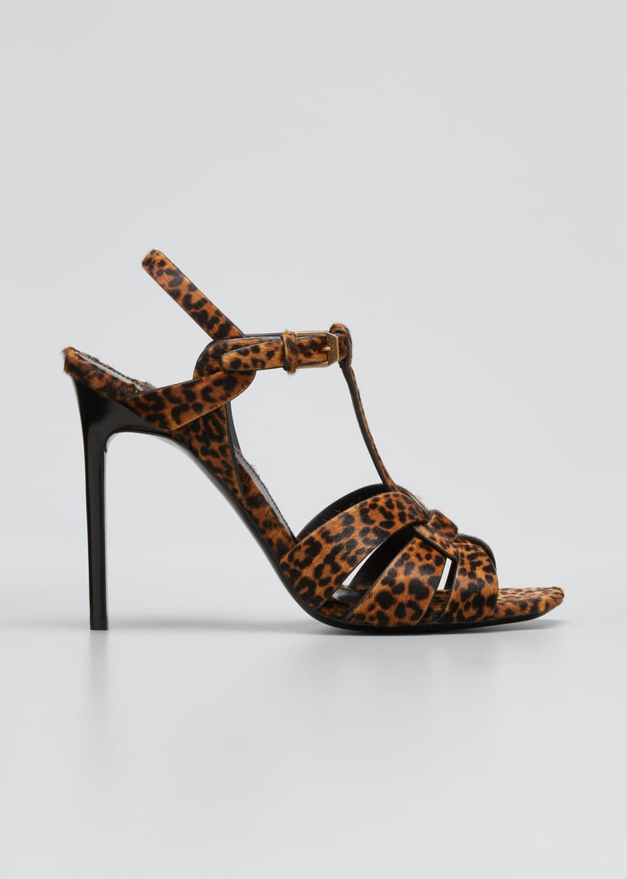 Saint Laurent Tribute Leopard-Print Stiletto Sandals - Bergdorf Goodman