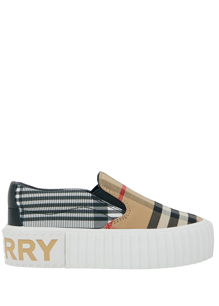 Harwick Vintage Check Slip On Platform Sneakers Baby Toddlers