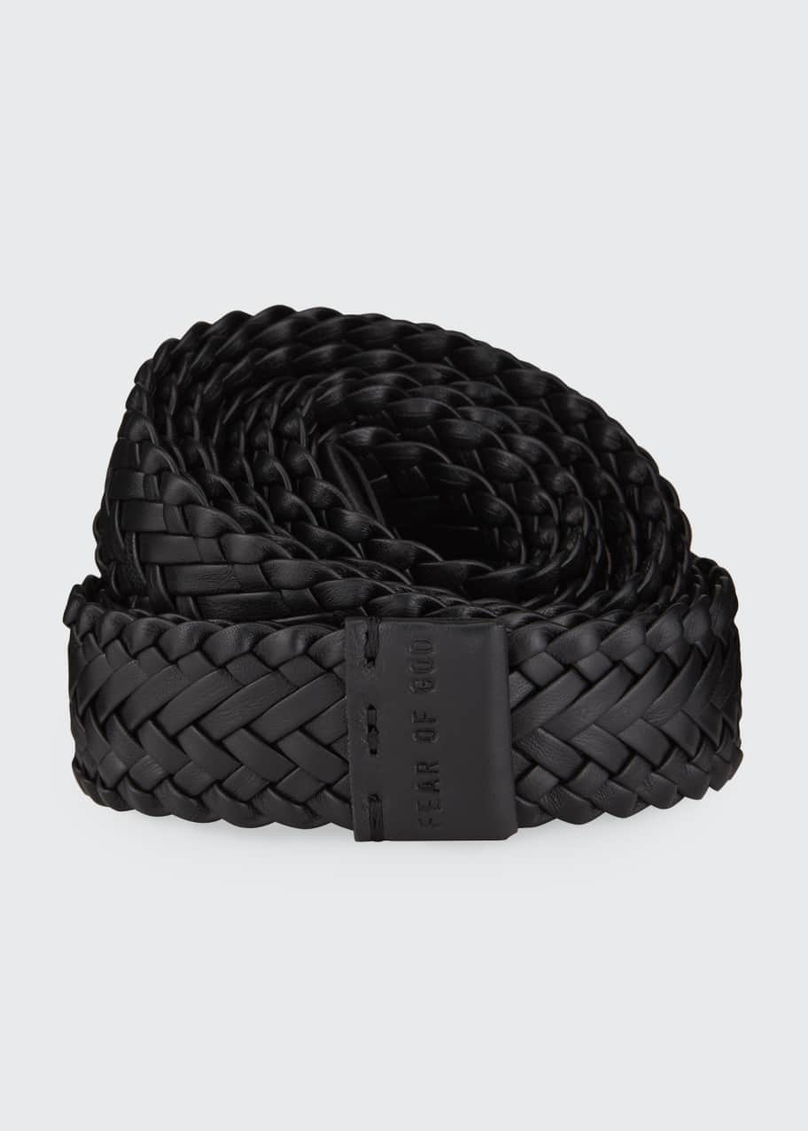 Men's Braided Calfskin Leather Belt