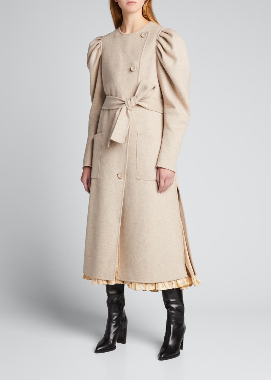 Puff sleeve wool coat hotsell