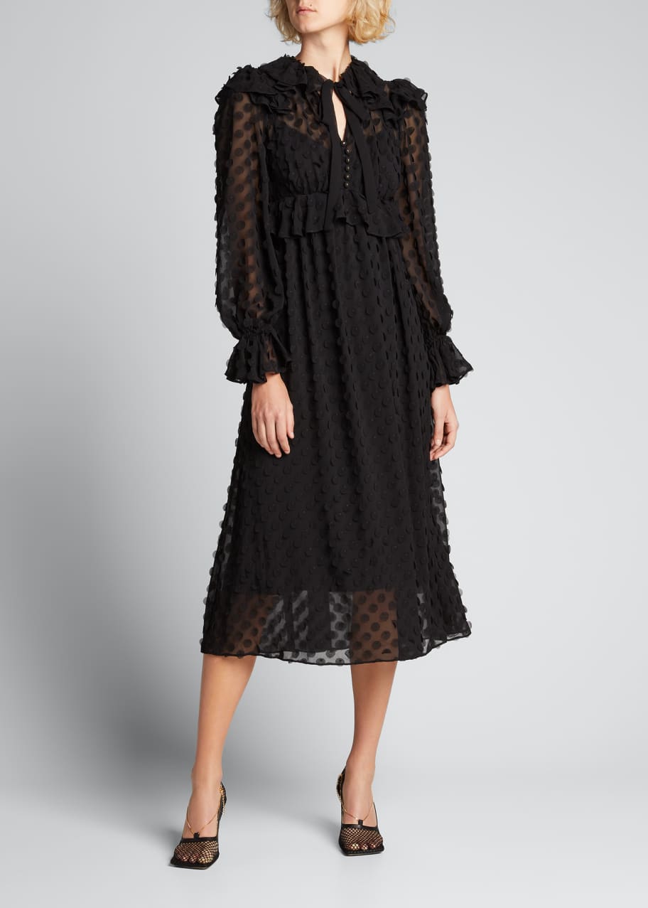 Zimmermann Textured Ruffle Midi Dress Bergdorf Goodman