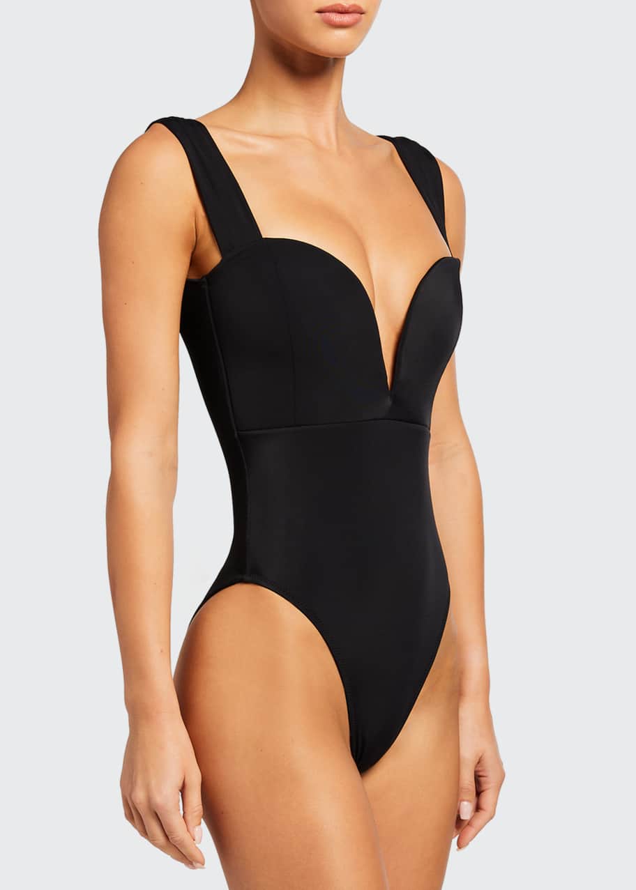 OYE Swimwear Venus Plunge Interlock Knit One Piece Swimsuit Bergdorf Goodman