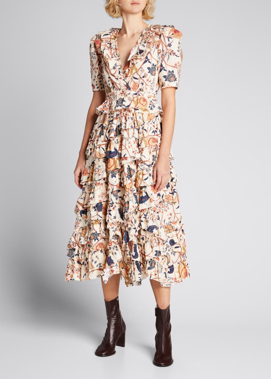 Ulla Johnson Aurora Floral Tiered Ruffle Dress - Bergdorf Goodman