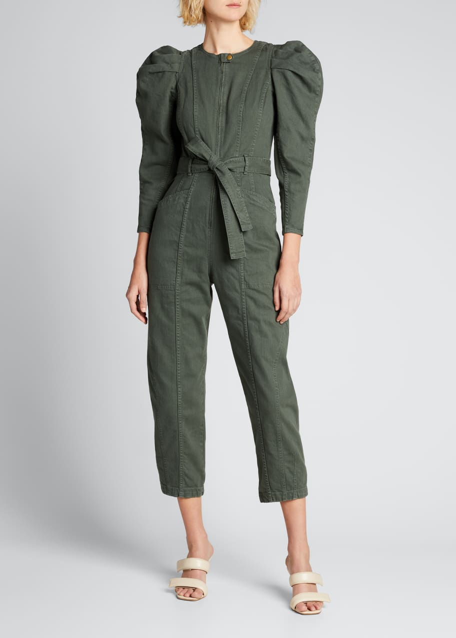 Ulla Johnson Pascal Puff-Sleeve Belted Jumpsuit - Bergdorf Goodman