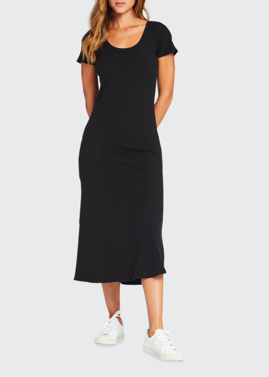navy blue and grey combination dress T-shirt Midi Dress- Cheetah on Black XS