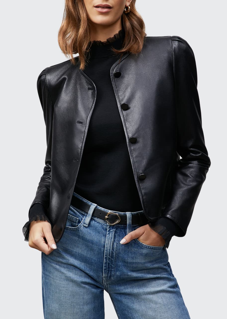 Lafayette 148 New York Scarlet Cropped Leather Jacket Bergdorf Goodman