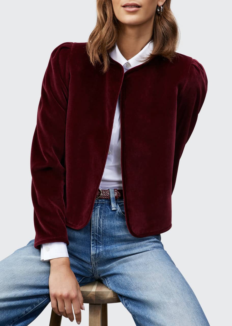 Lafayette 148 New York Scarlet Velvet Jersey Crop Jacket Bergdorf Goodman
