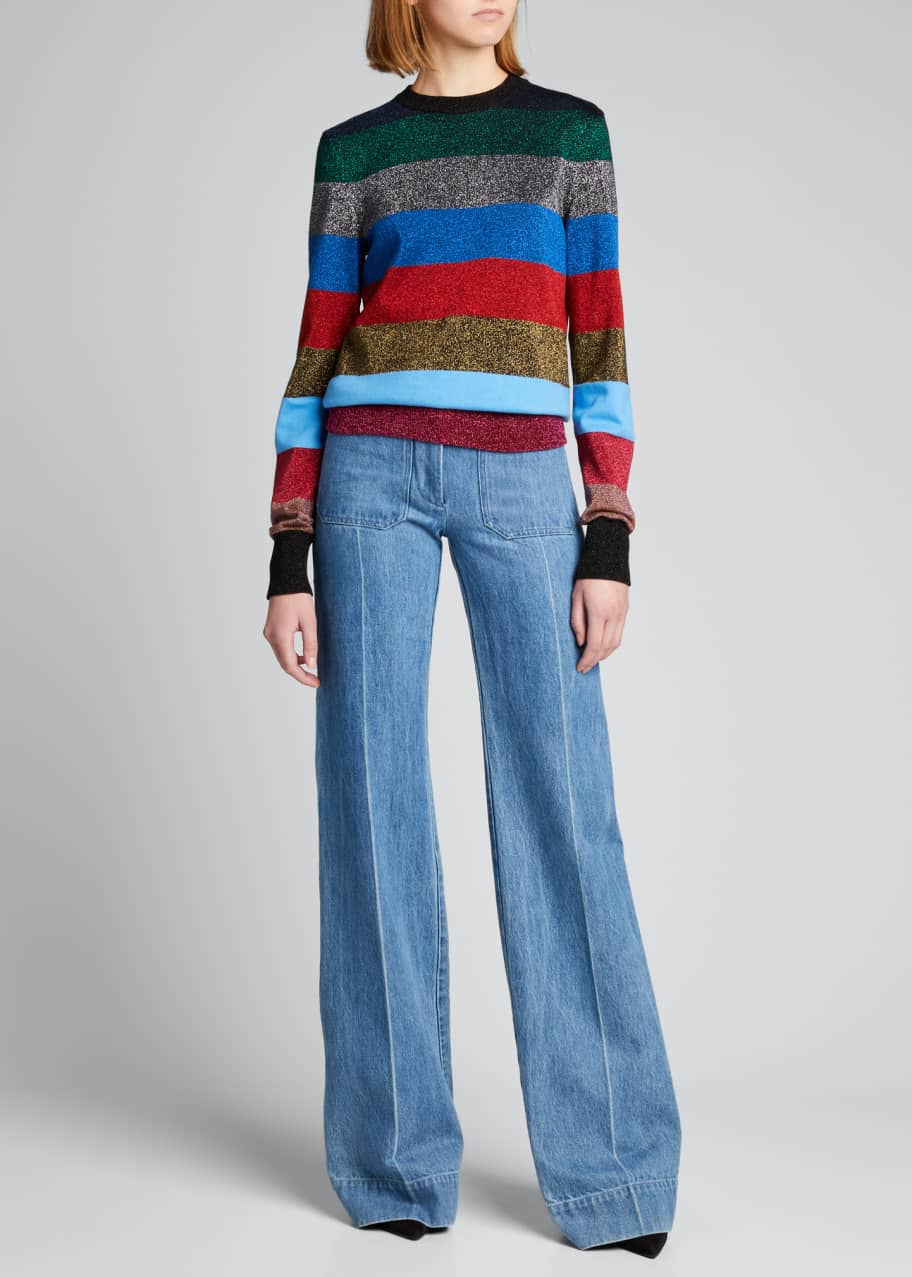Victoria Beckham Metallic Striped Rib-Knit Sweater - Bergdorf Goodman