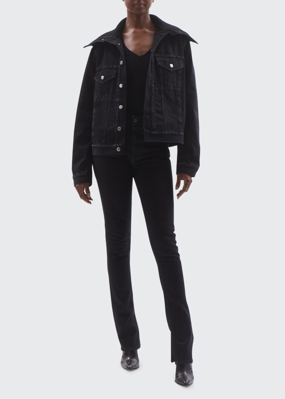 Helmut Lang KnitCollar Denim Trucker Jacket Bergdorf Goodman