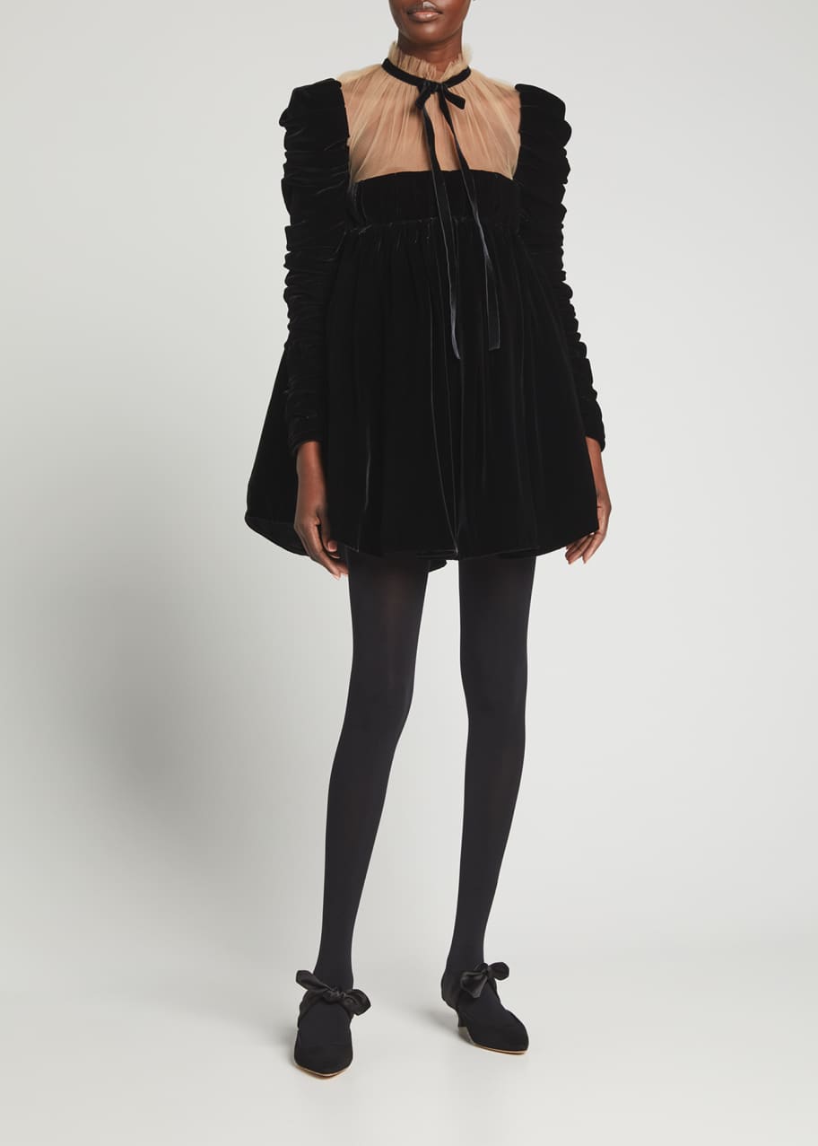 Crushed velvet babydoll dress 2025
