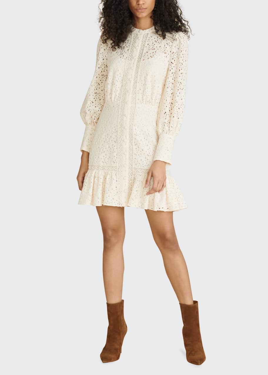 chinese dress ladies Shanice Lace-Trim Mini Dress in White