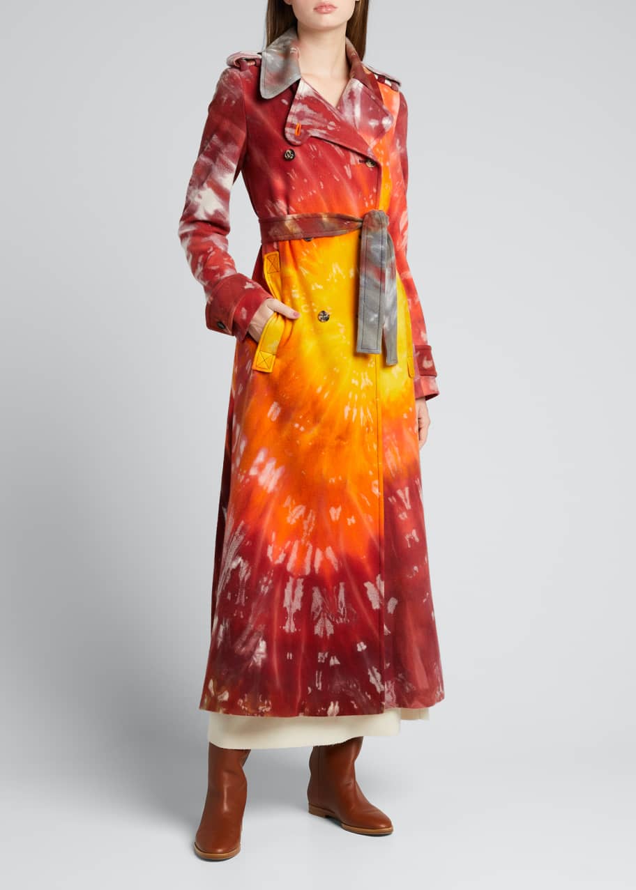 Tie dye trench coat sale