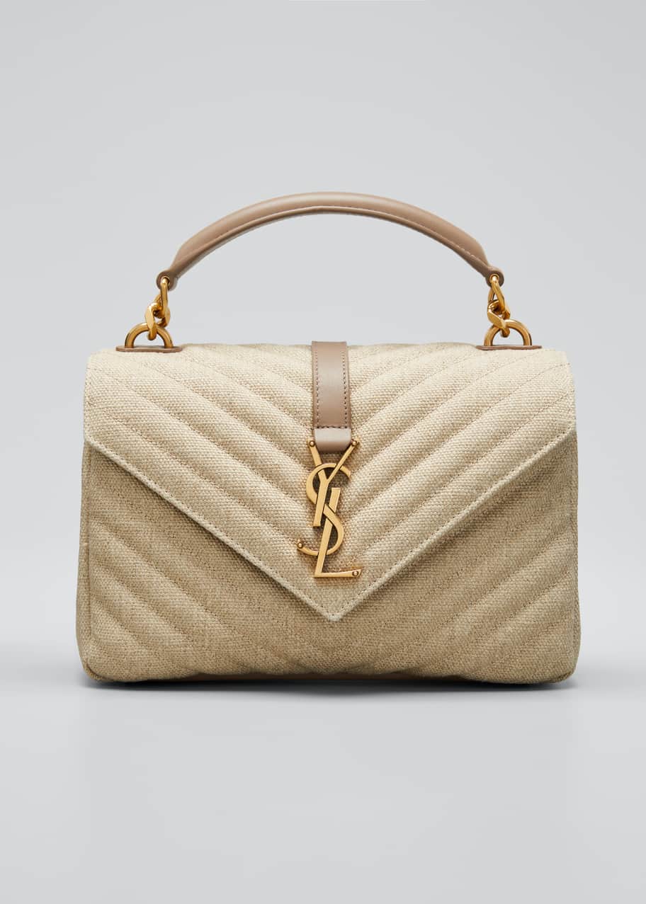 Image 1 of 1: Quilted Linen Top Handle Shoulder Bag