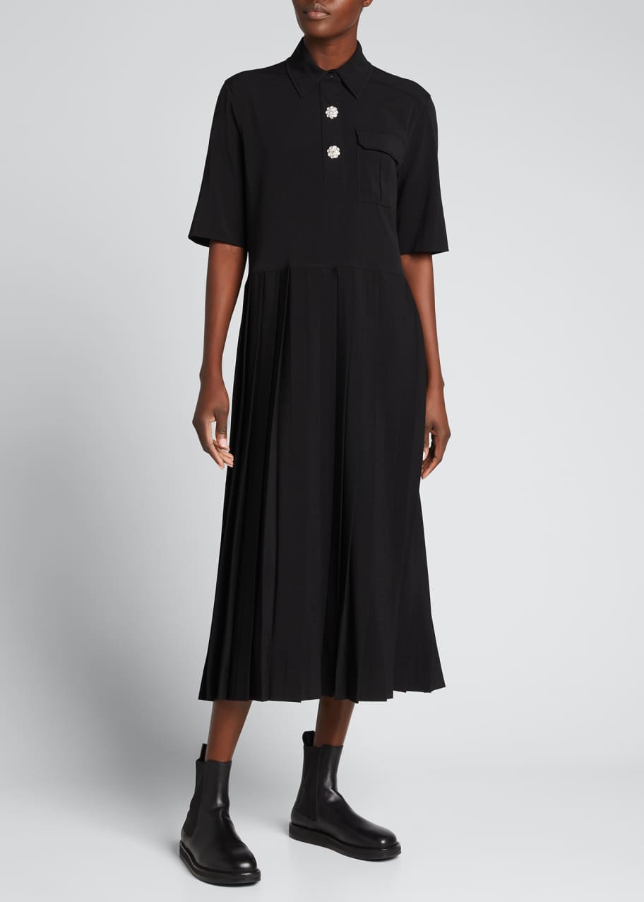 Ganni Pleated Melange Suiting Shirtdress - Bergdorf Goodman