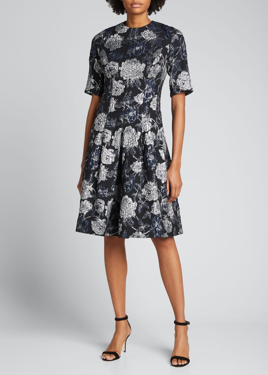 Rickie Freeman for Teri Jon Elbow-Sleeve Floral Brocade Cocktail Dress -  Bergdorf Goodman