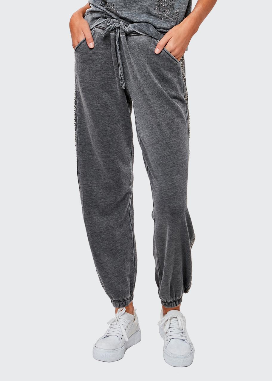 ASTARS Armee French Terry Rhinestone Sweatpants - Bergdorf Goodman