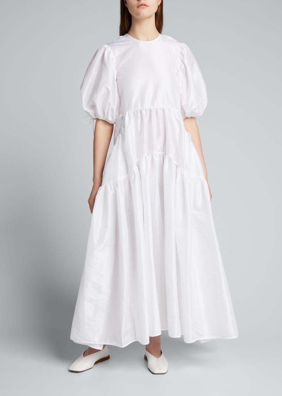 open back puff sleeve dress SKYLAR Puff Sleeves Open Back Dress  Miss Behave Girls Corp