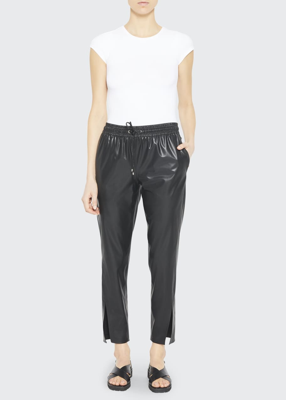 Faux leather pull on pants hotsell