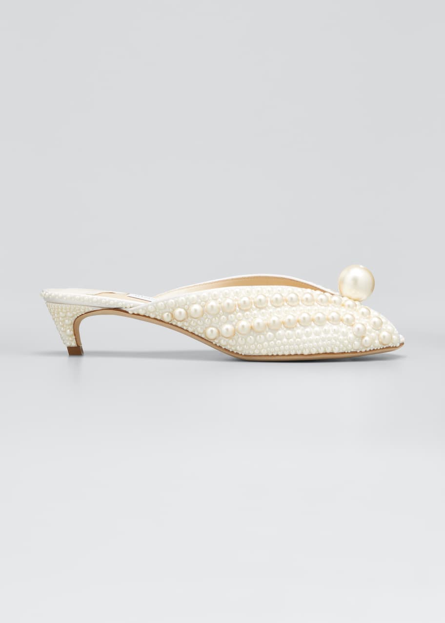 Image 1 of 1: Samantha Pearly Kitten-Heel Mules