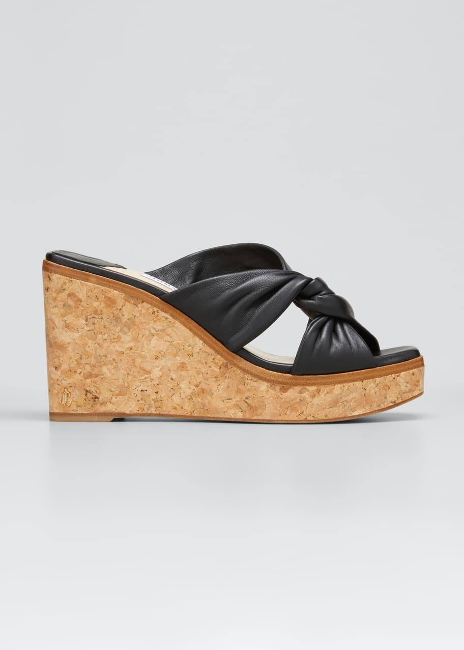 Jimmy Choo Narisa Knotted Leather Wedge Sandals - Bergdorf Goodman