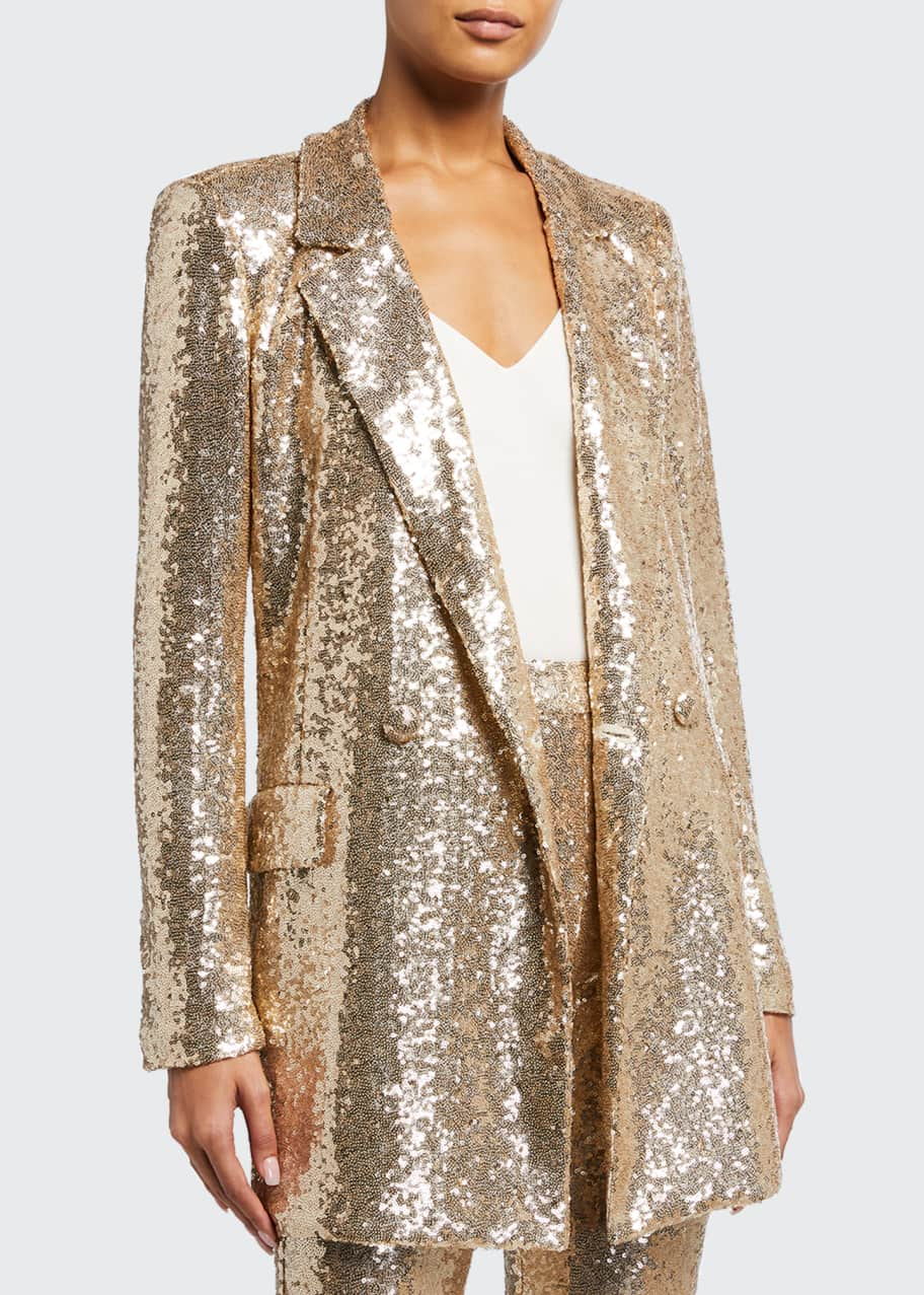 Badgley Mischka Collection Sequin Soft Smoking Jacket - Bergdorf Goodman