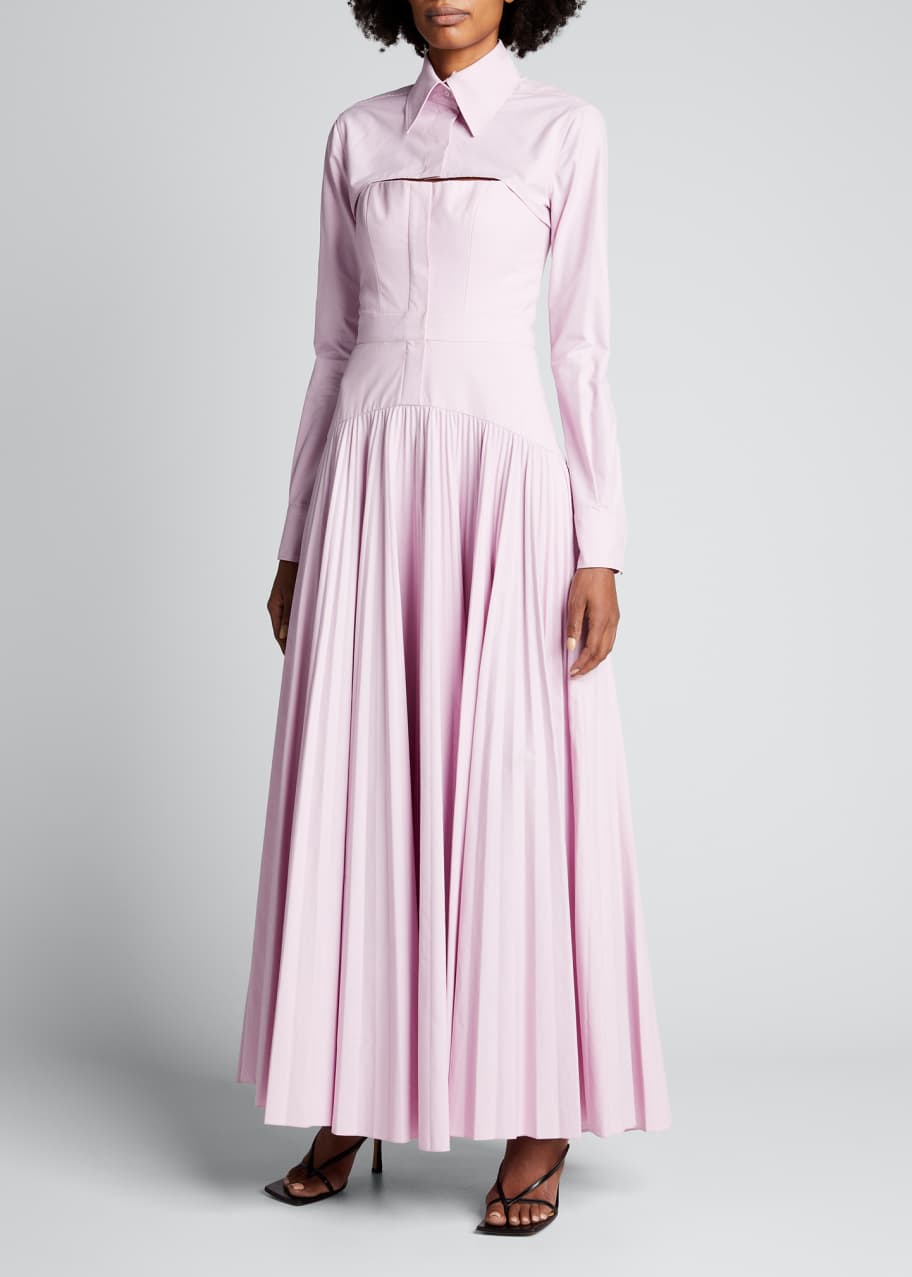 Brandon maxwell pleated dress on sale