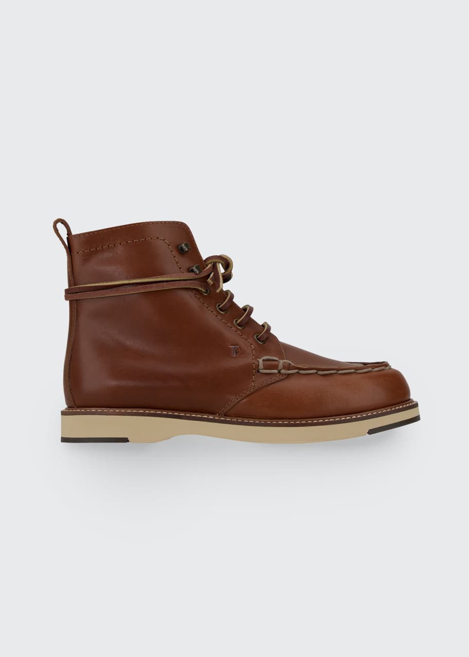 Tod's Barca Leather Lace-Up Booties - Bergdorf Goodman