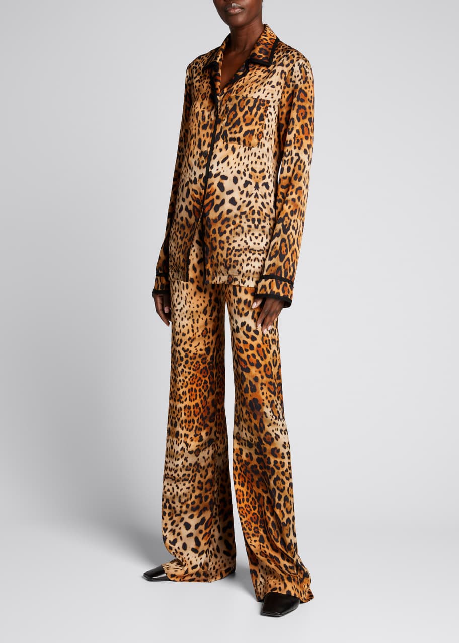 Naeem Khan Leopard-Print Silk Pajama Top - Bergdorf Goodman