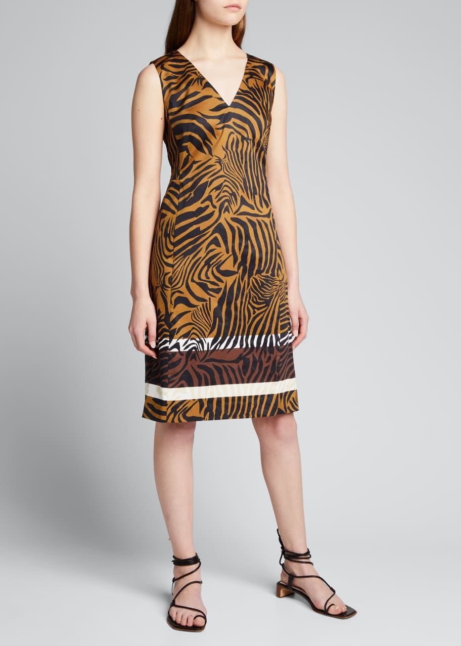 KOBI HALPERIN Womens Black Animal Print Sleeveless Crew Neck Short Wear To Work Fit + Flare Dress main image 1