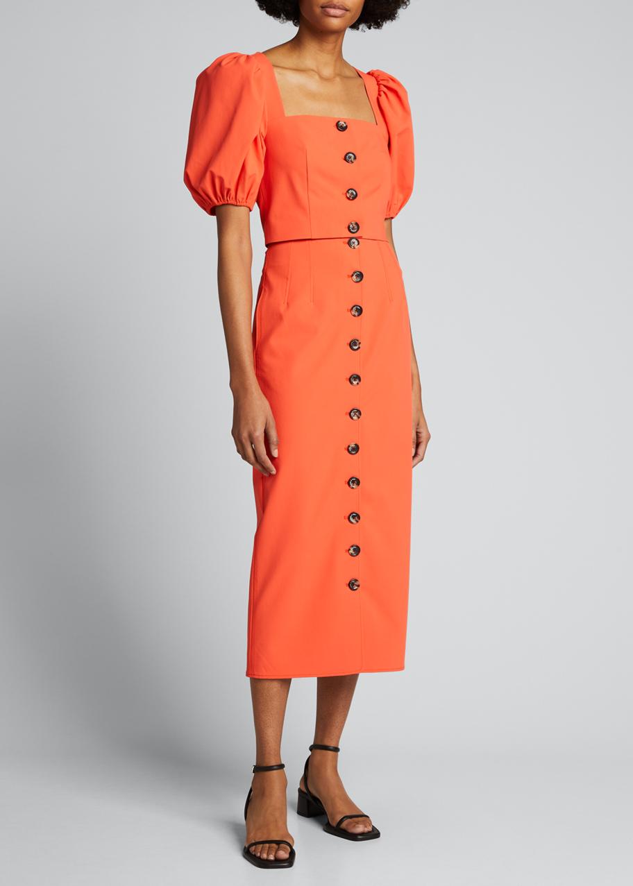 Cinq a Sept Sonya Button-Front Straight Midi Skirt - Bergdorf Goodman