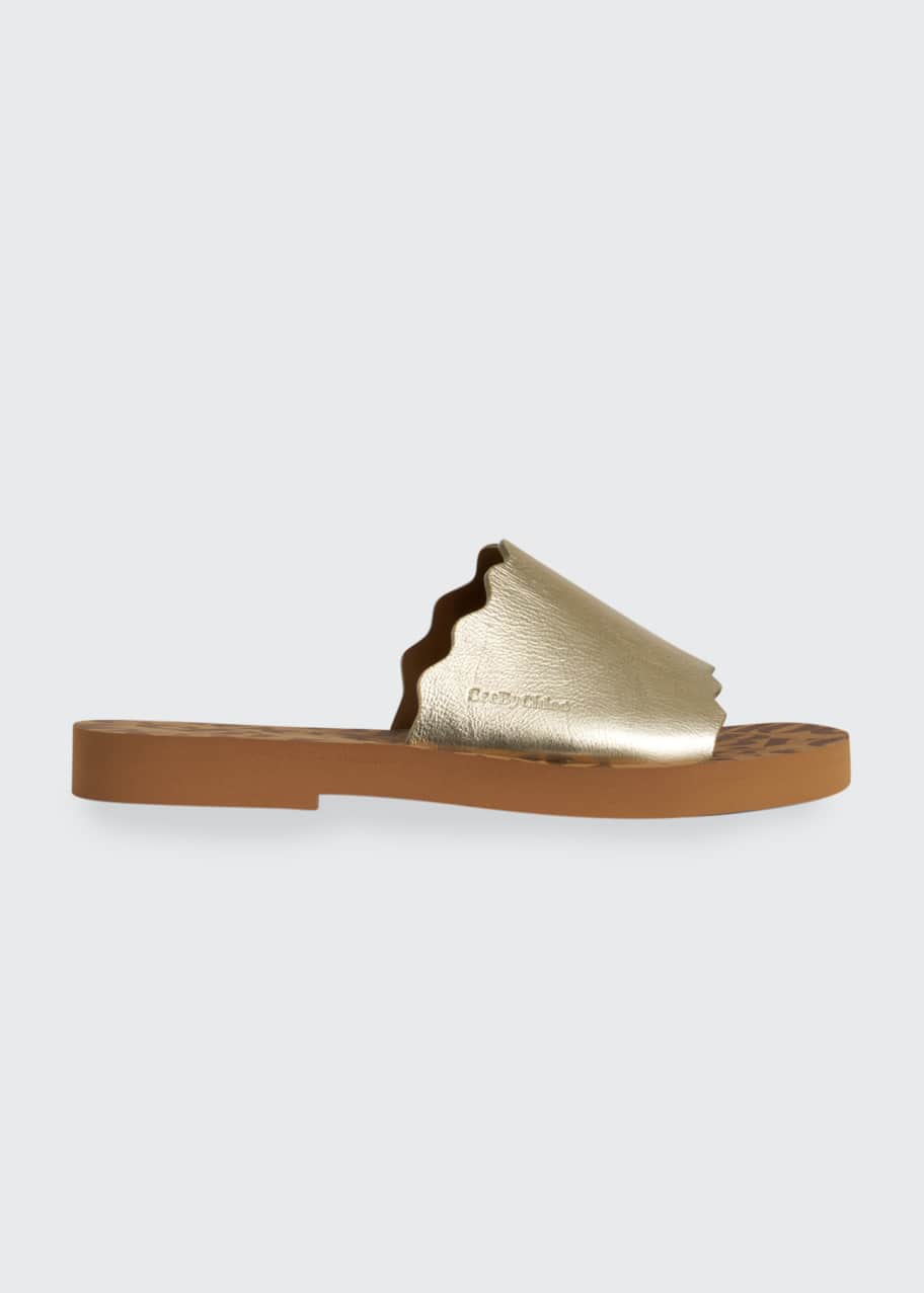 See by Chloe Essie Metallic Scalloped Slide Sandals Bergdorf Goodman