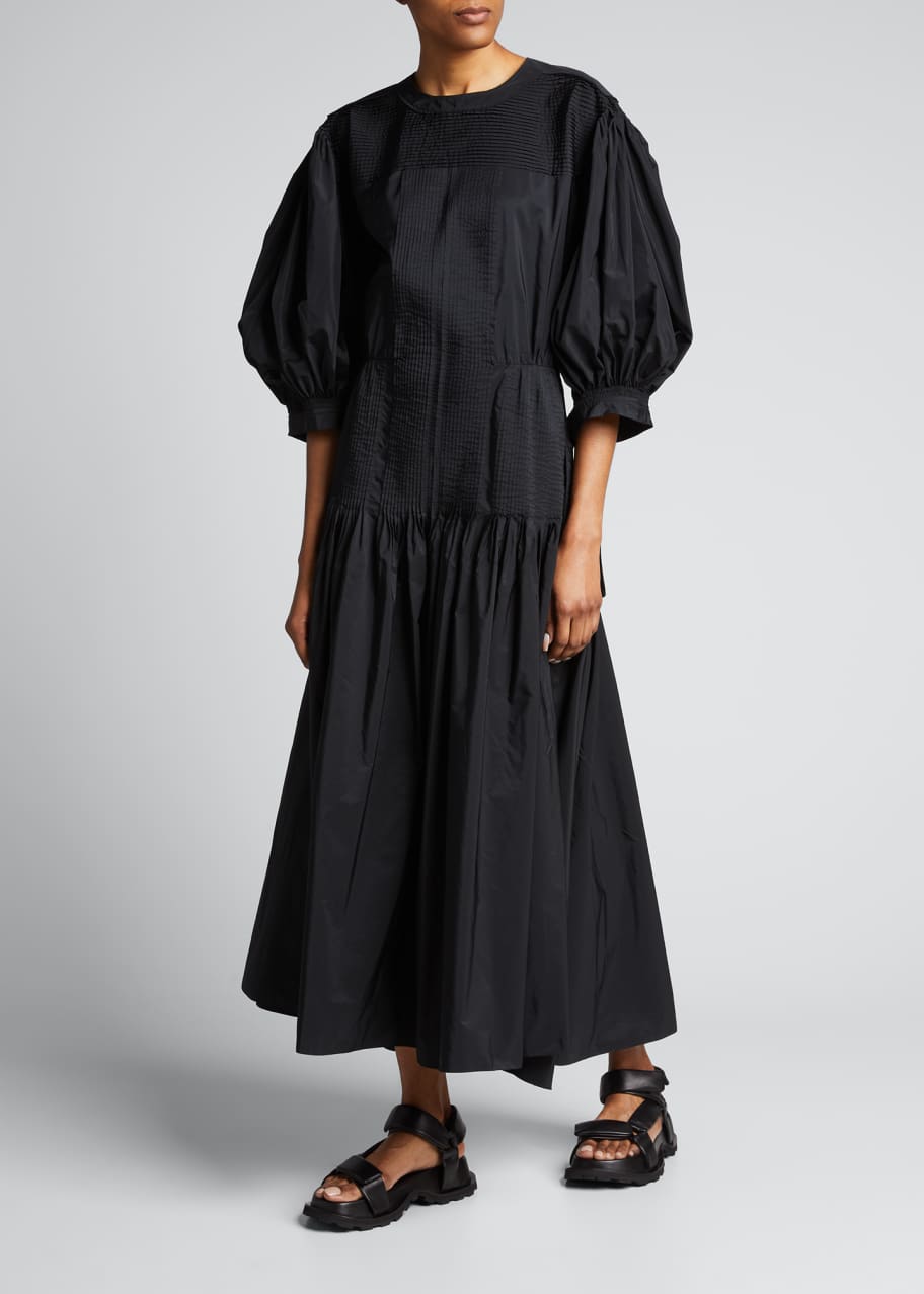 Jil Sander Pleated Taffeta Maxi Dress - Bergdorf Goodman