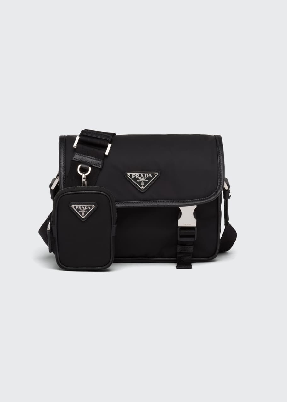 Prada Men's Nylon Messenger Bag with Strap Bergdorf Goodman