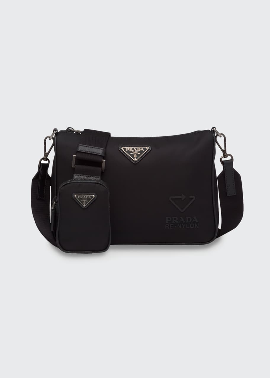 Prada Men's Re-Nylon Crossbody Bag with Strap Pouch - Bergdorf Goodman