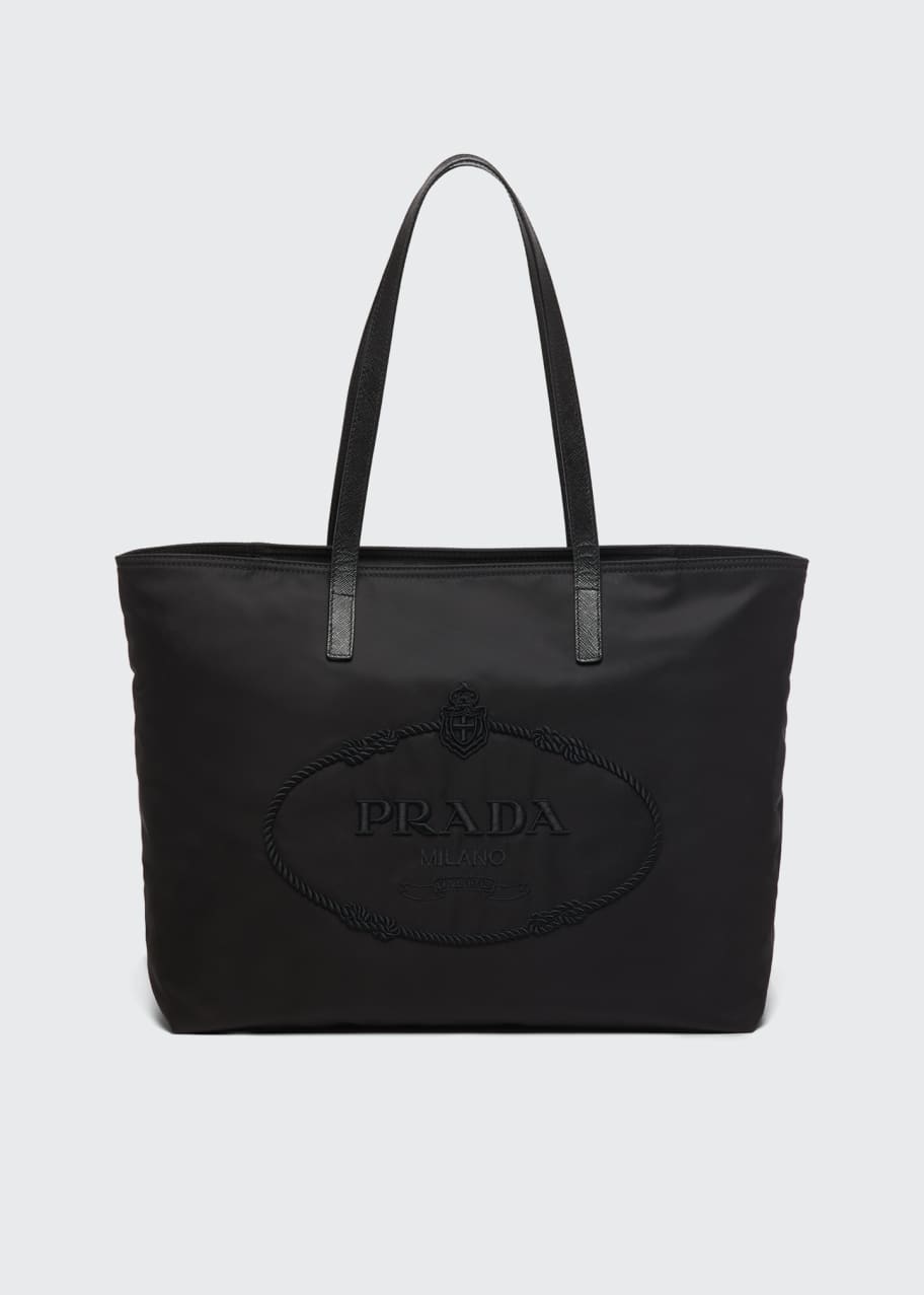 Prada Nylon Embroidered Logo Tote Bag - Bergdorf Goodman