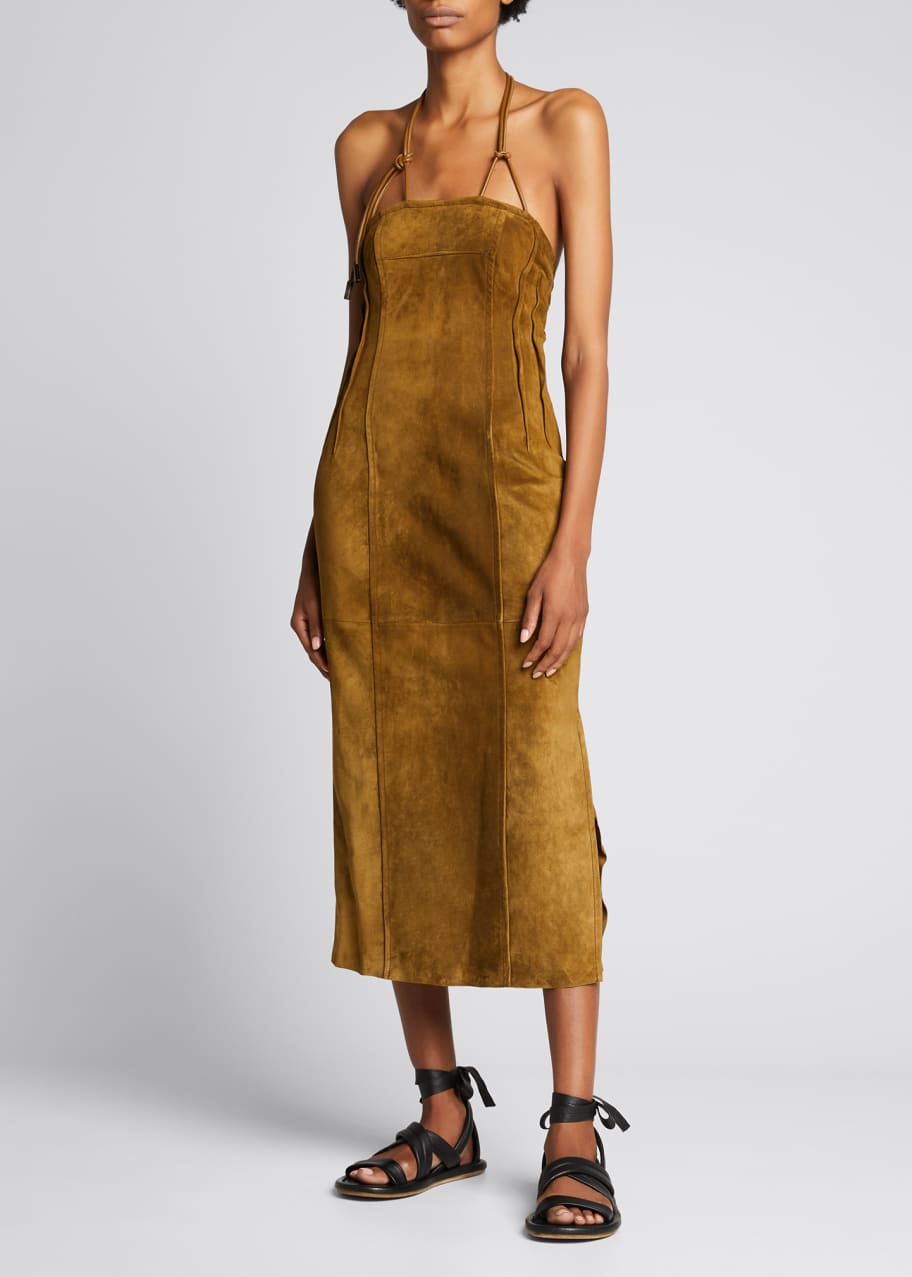 PETAR PETROV Aaron Suede Halter Midi Dress - Bergdorf Goodman