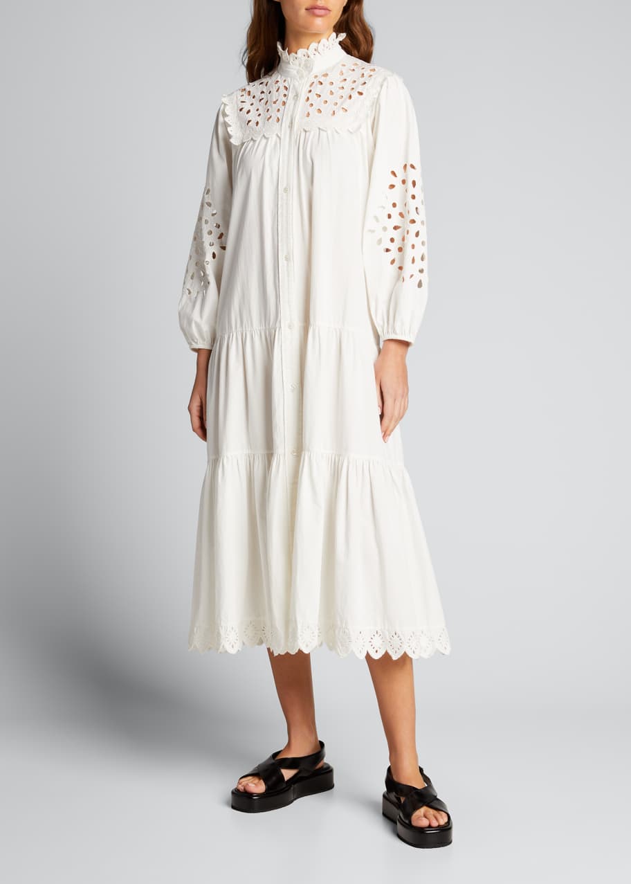 knee length dresses for ladies Romantic Bliss Eyelet Midi Dress S / White main image 1
