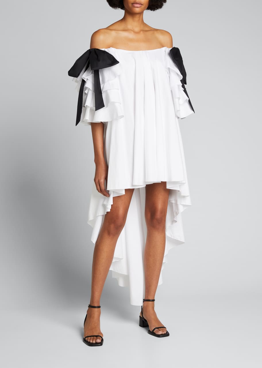 Fiona Off Shoulder High Low Dress with Bows