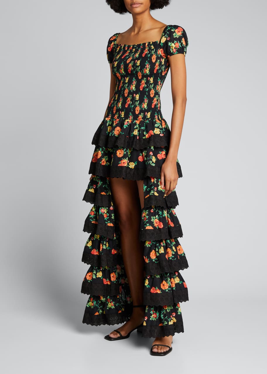Caroline Constas Keegan Floral Tiered High-Low Dress - Bergdorf Goodman