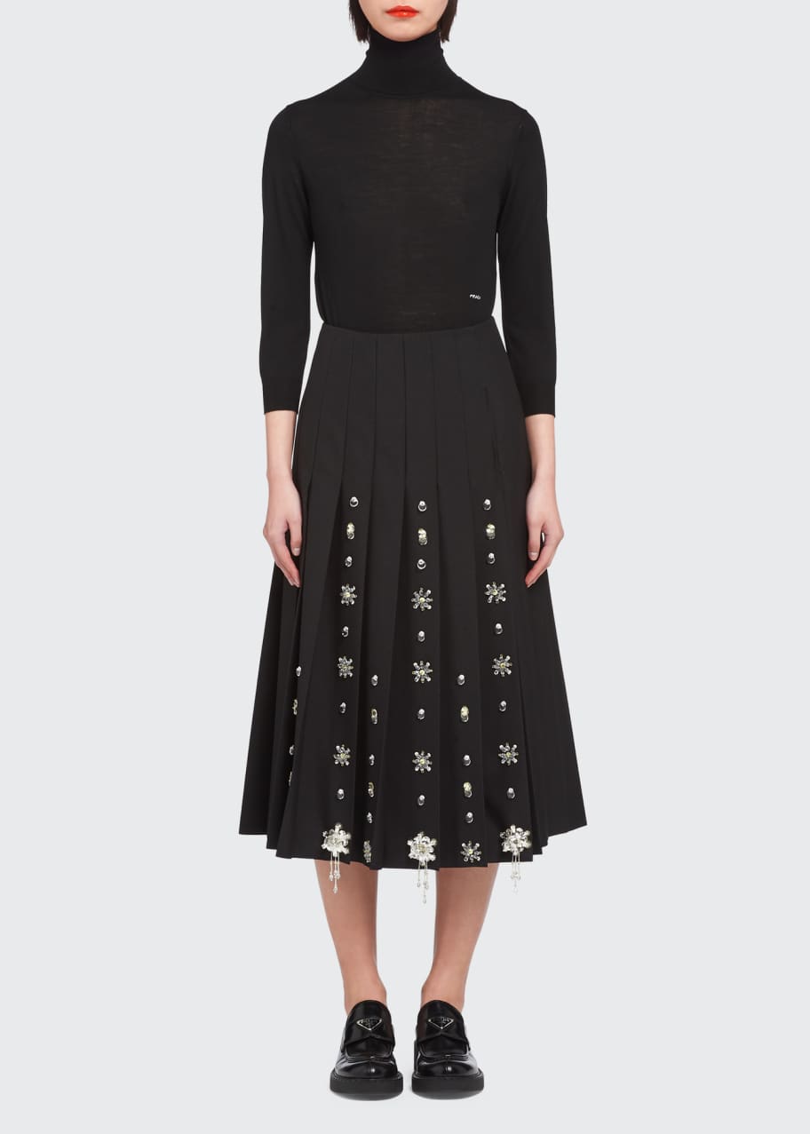 Prada Embellished Wool-Mohair Car Wash Midi Skirt - Bergdorf Goodman