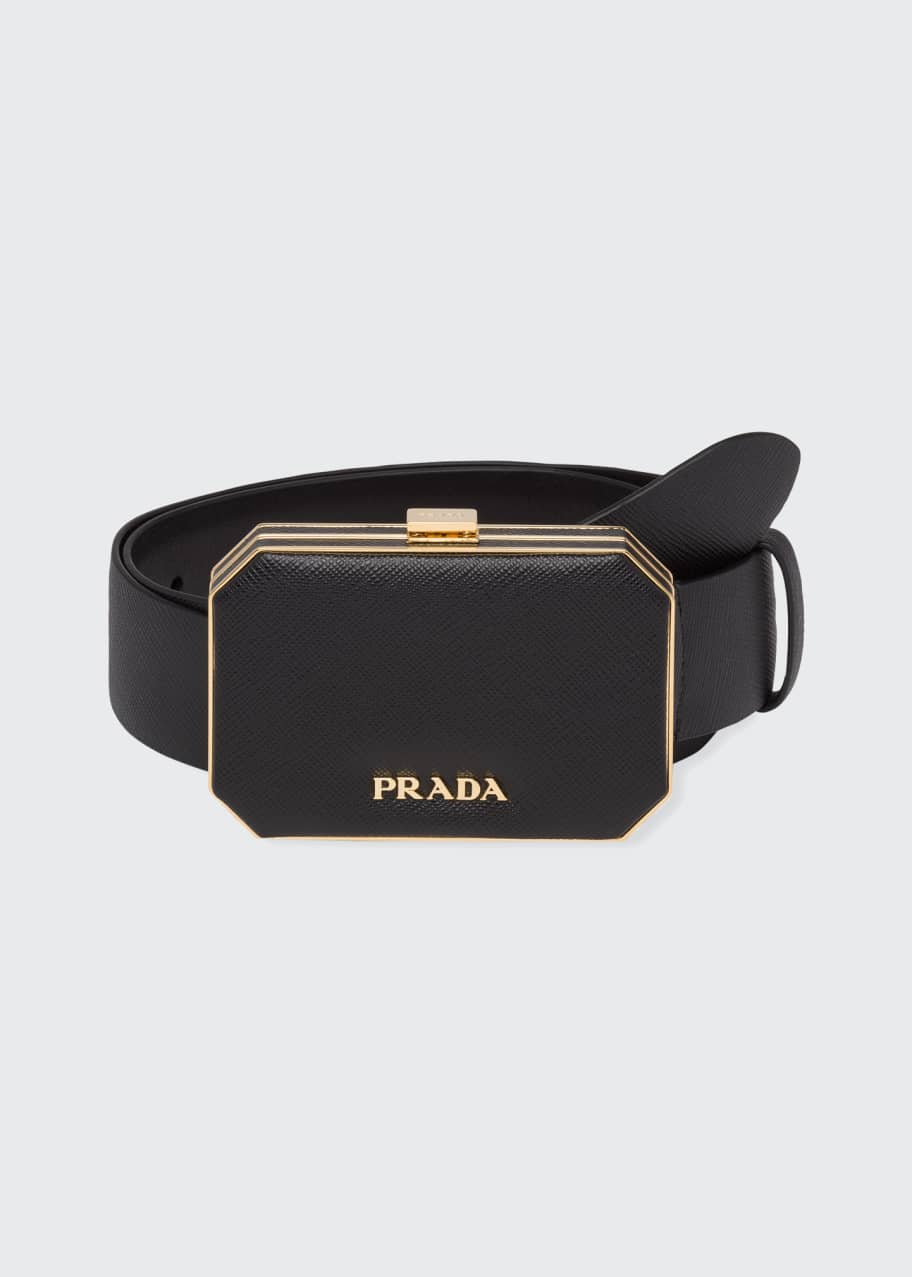 Saffiano prada vanity belt outlet with case