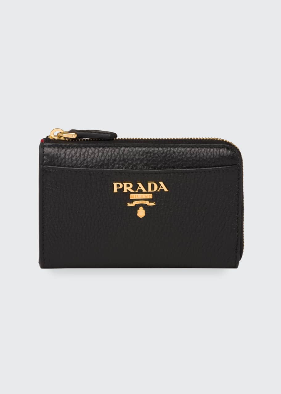 Prada Leather Zip Card Case with Key Ring Bergdorf Goodman