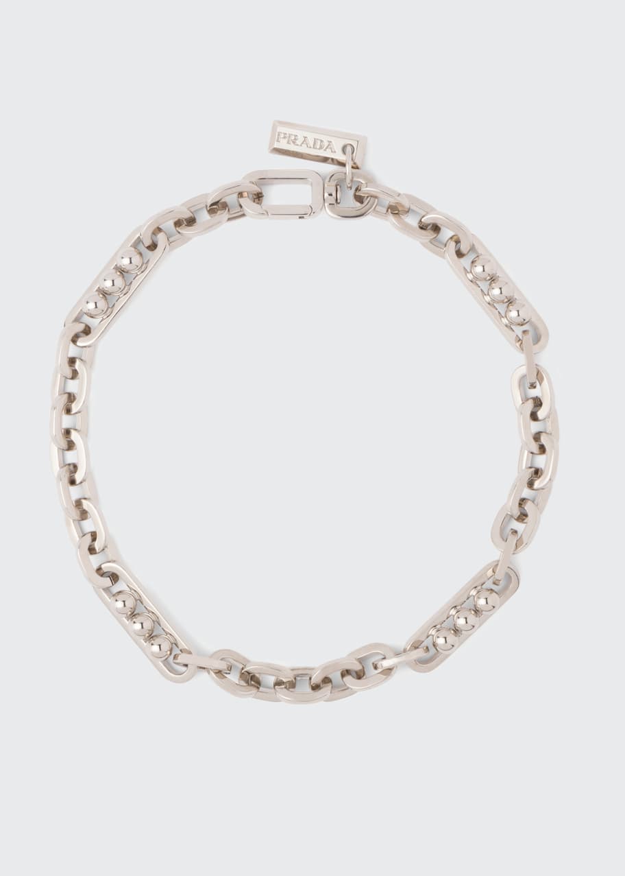 Prada Short Chain-Link and Sphere Necklace - Bergdorf Goodman