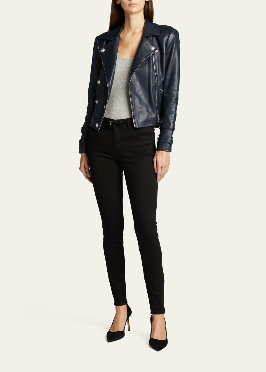 L'Agence Billie Belted Leather Jacket Bergdorf Goodman