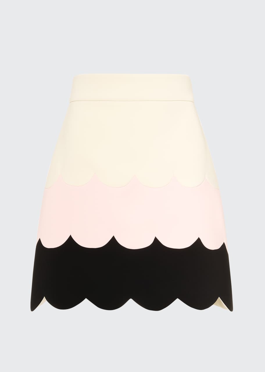Miu Miu Scallop Colorblock Faille Cady Skirt - Bergdorf Goodman 